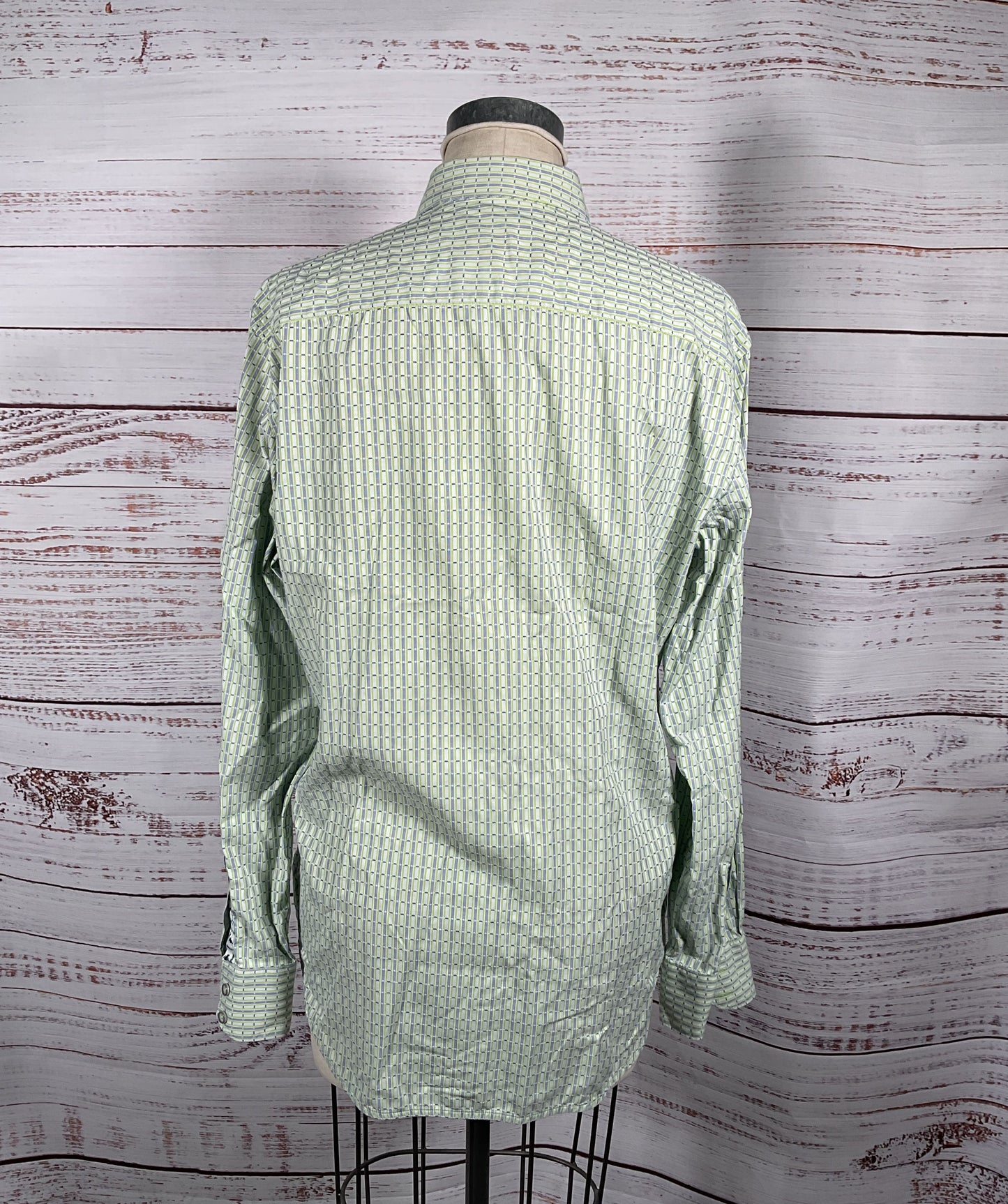 Robert Graham Classic Fit Weave Striped Long Sleeve Shirt Green M