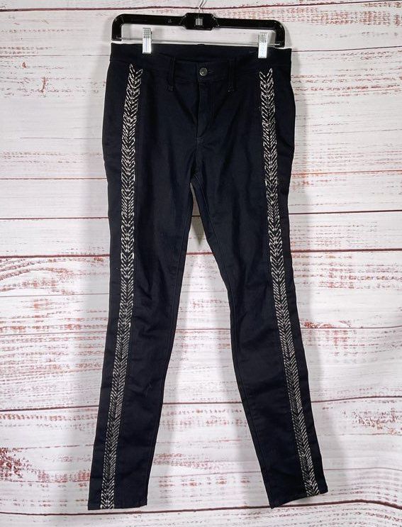 Rag & Bone The Bengal Embroidered Skinny Jeans Dark Blue 28