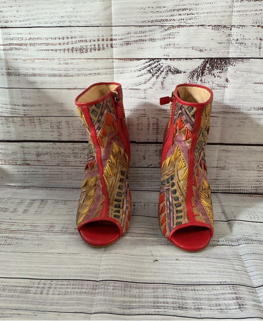 Women's Jerome C. Rousseau Stiletto Leather & Pony Hair Boots Size 40 US Size 9