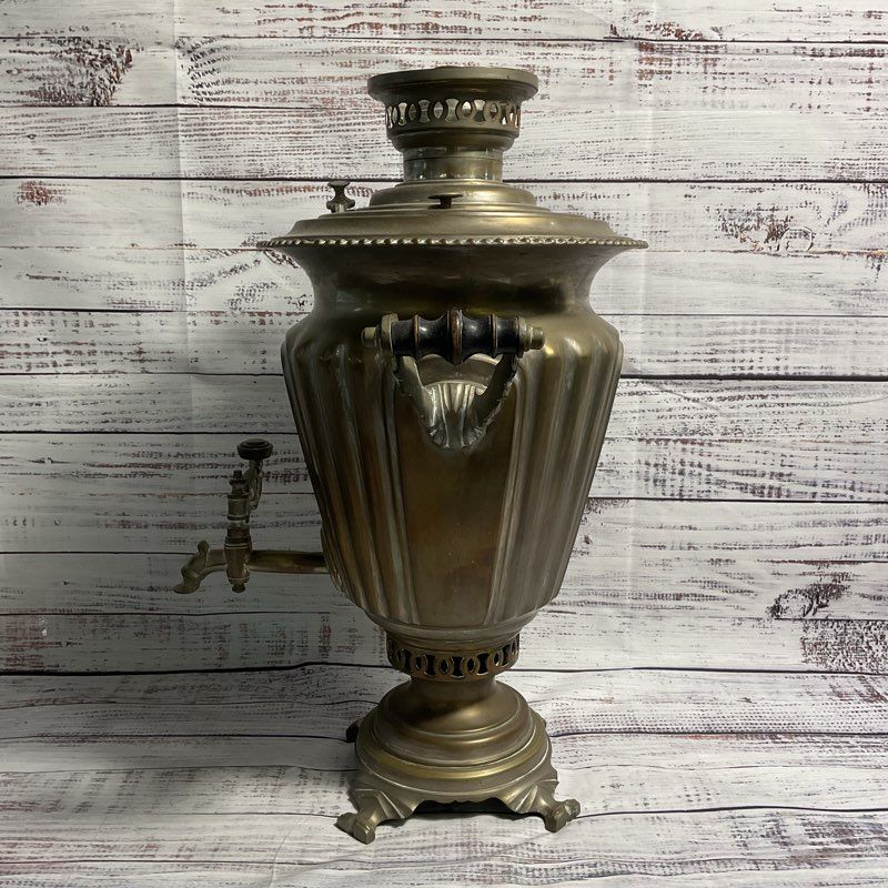 Antique Russian Brass Samovar Tea Urn By M.A. Zubov