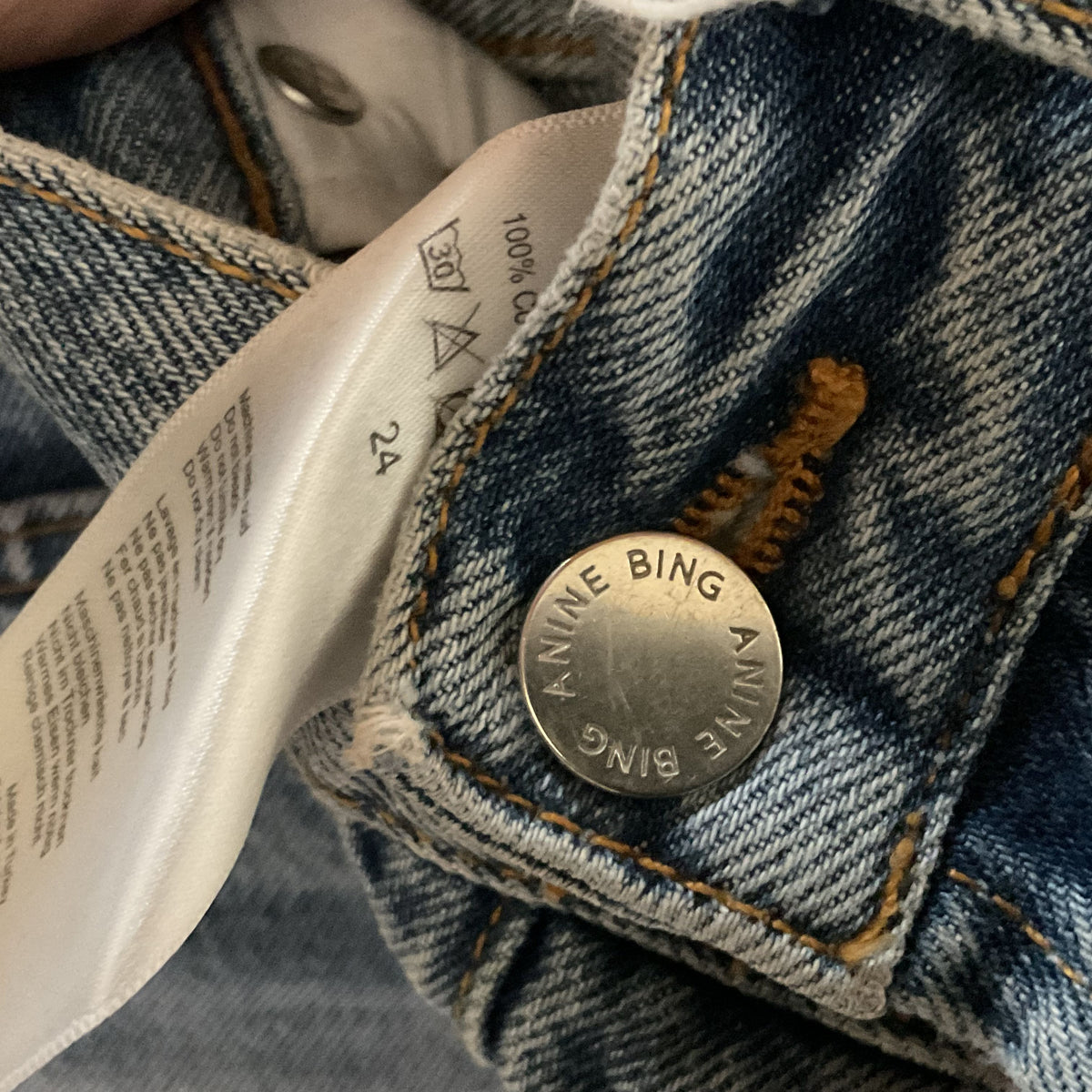 ANINE BING Women's Blue Button-Up Denim Jeans- SZ 24