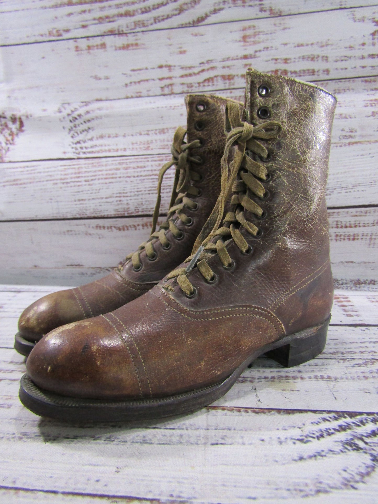 Antique Friedman Shelby Boys Brown Leather Boots UNKNOWN SIZE