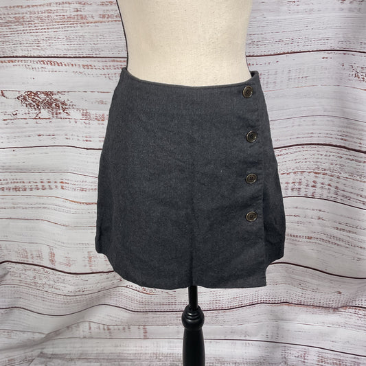 Sisley Dark Grey Wool Blend Asymmetrical Button Up Skirt - Size 44 US8
