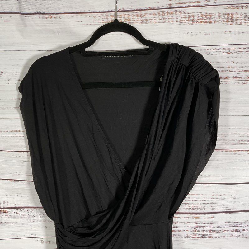 NWT AllSaints Black Helix Draped Faux Wrap Dress Casual Dress - Size 4 MSRP $178