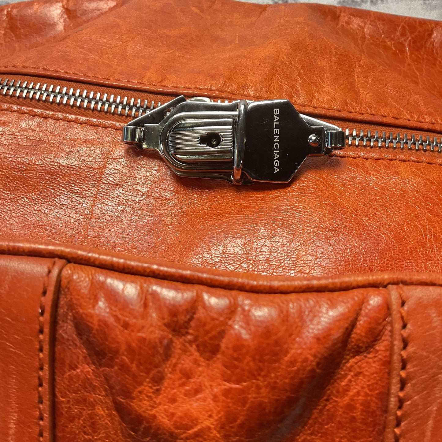 Balenciaga Boston Bag Brown Leather Shoulder Bag Purse 156428