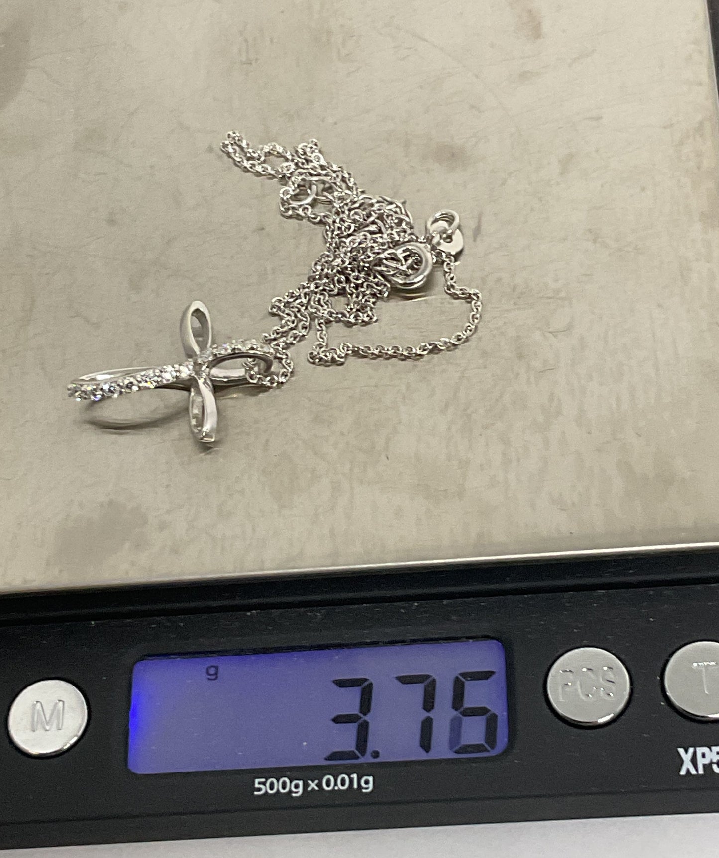 VEROZI Infinity Cross Sterling Silver Pendant Chain Necklace with CZ