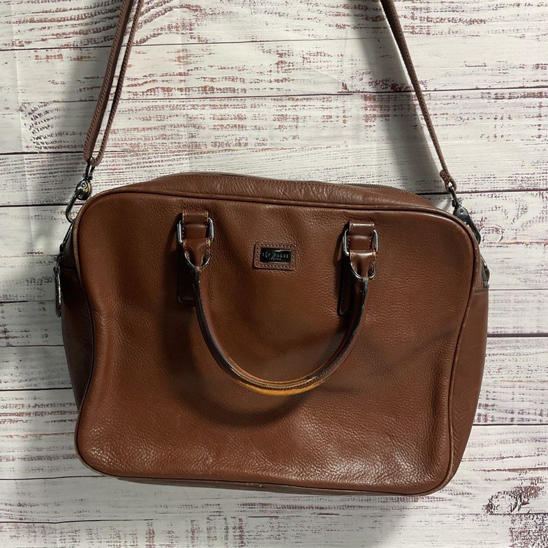 Ted Baker Brown Leather Messenger Bags Shoulder Strap Briefcase