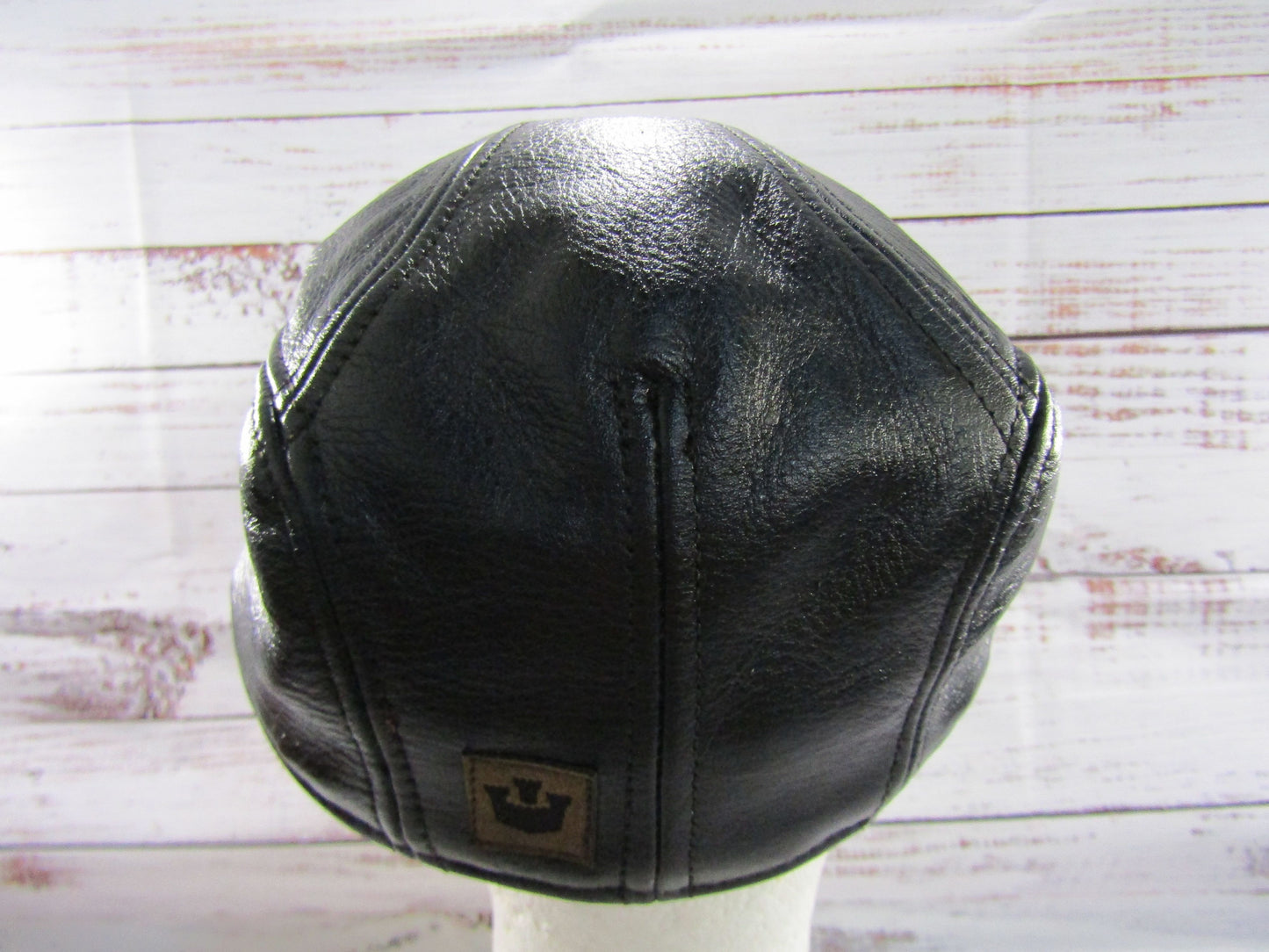 Goorin Bros Chandler Fields Men's Black Leather Newsboy Cabbie Flat Cap