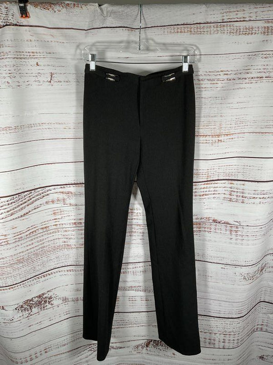 Vertigo Paris Women's Silver Metal Logo Black Dress Pants Size 2 US France