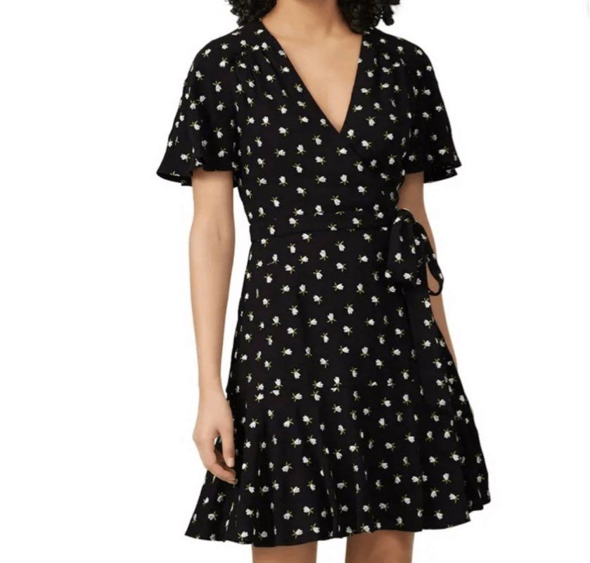 NEW Jill Jill Stuart Women's Mini Floral Dress 2 & Pants 4 Black Viscose Set