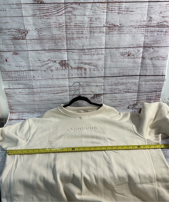 Anduril Industries Men's Cream Heavy 3D Embroidered Crewneck Sweatshirt 3XL