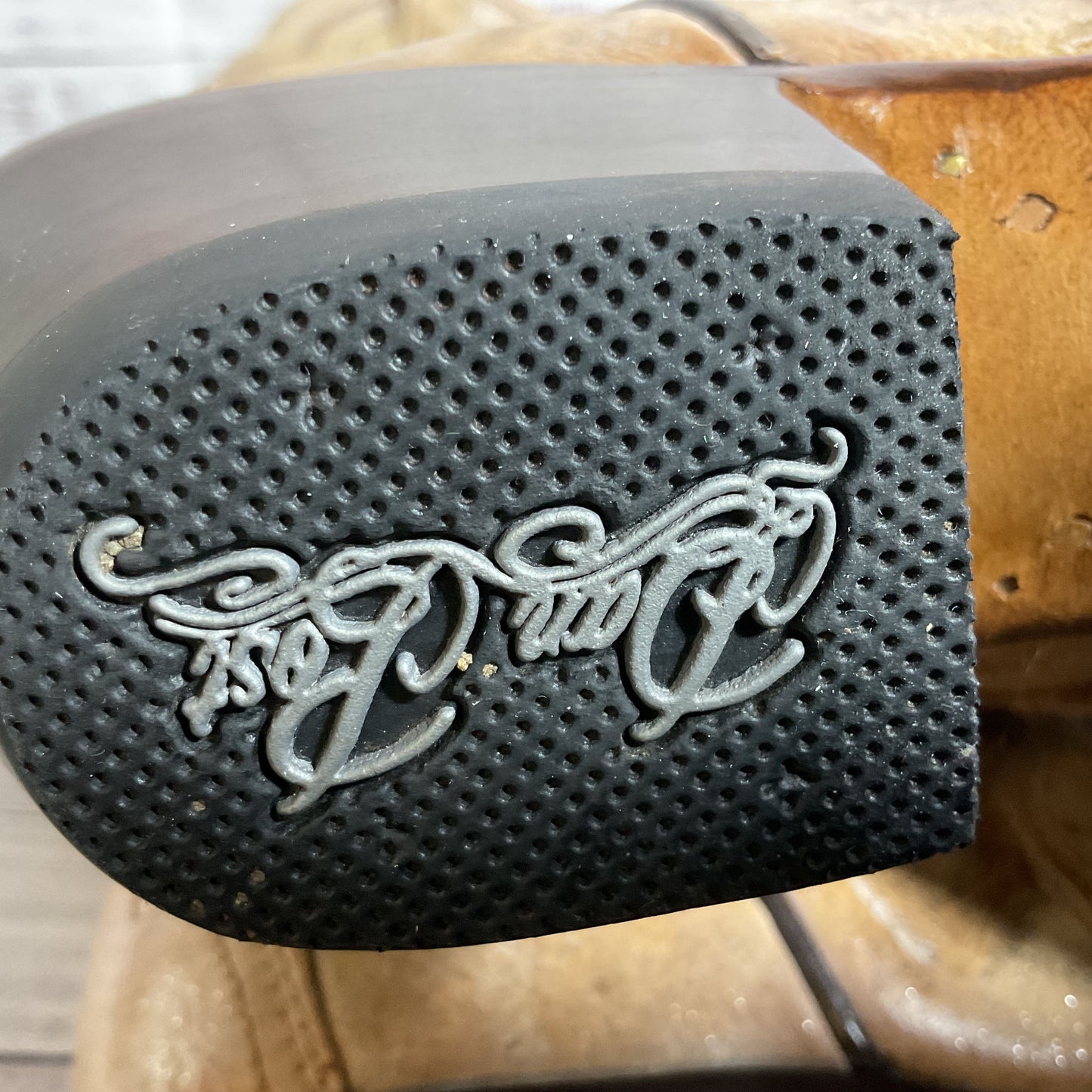 DAN POST Women's Tan High Cowboy Boots- SZ 9M (AS-IS- HAS STAINS)