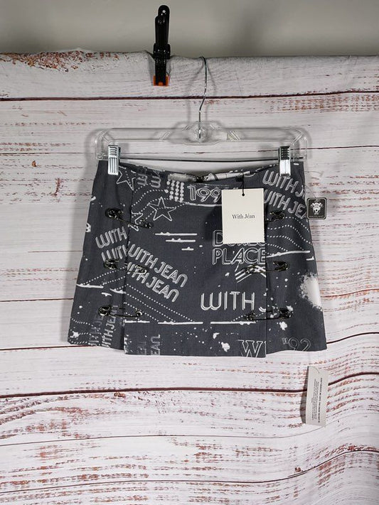 NEW WITH TAGS With Jean Safety Black Mini Skirt Size XS Women's All Over Print
