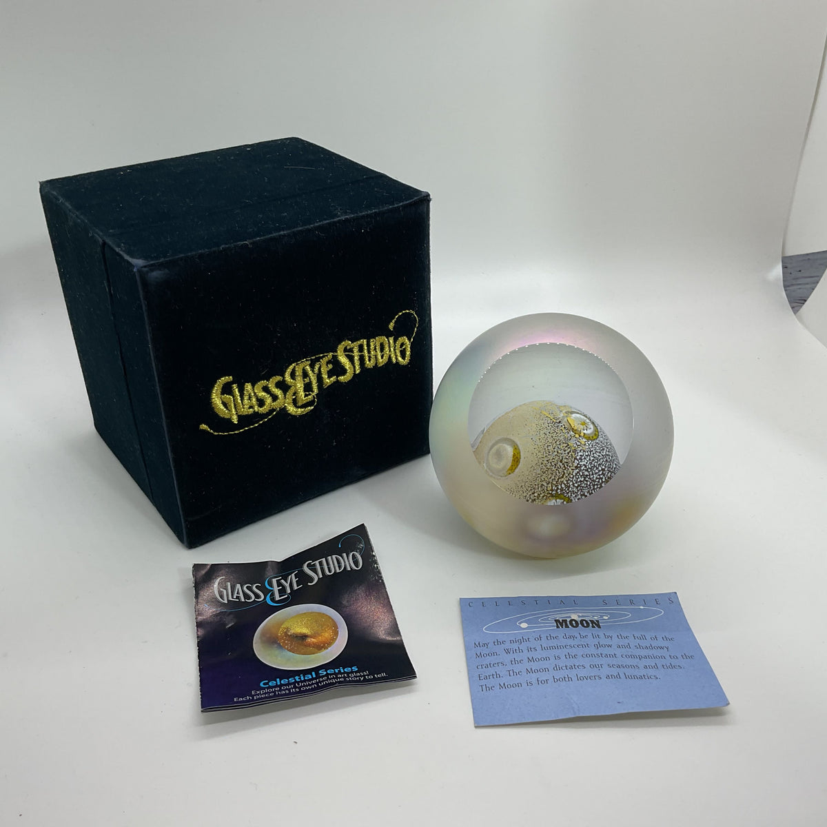 GLASS EYE STUDIO Celestial Series Moon Paperweight