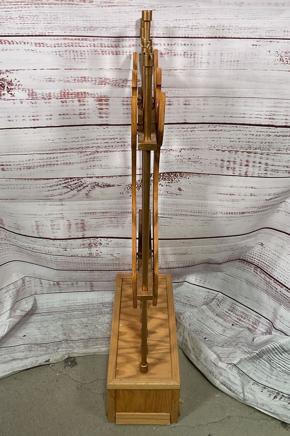 Vintage Handmade Wooden Judaica 44.5" Temple Menorah Brown