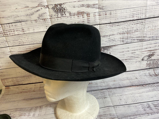 PRIMO HATTERS Women's Black Pluma Fedora Hat- SZ 22.25"