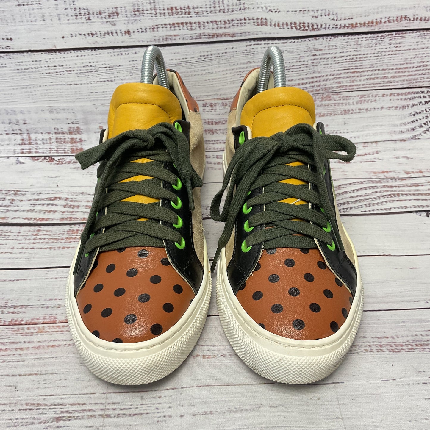 eBarrito Multicolor Polkadot Leather Sneaker Casual Shoe Women 7.5