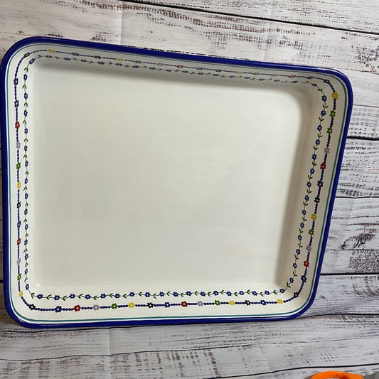 NEW THE LAST LINE Large Rectangle Serving Tray Multi Floral Enamel- 15.25" X 18"