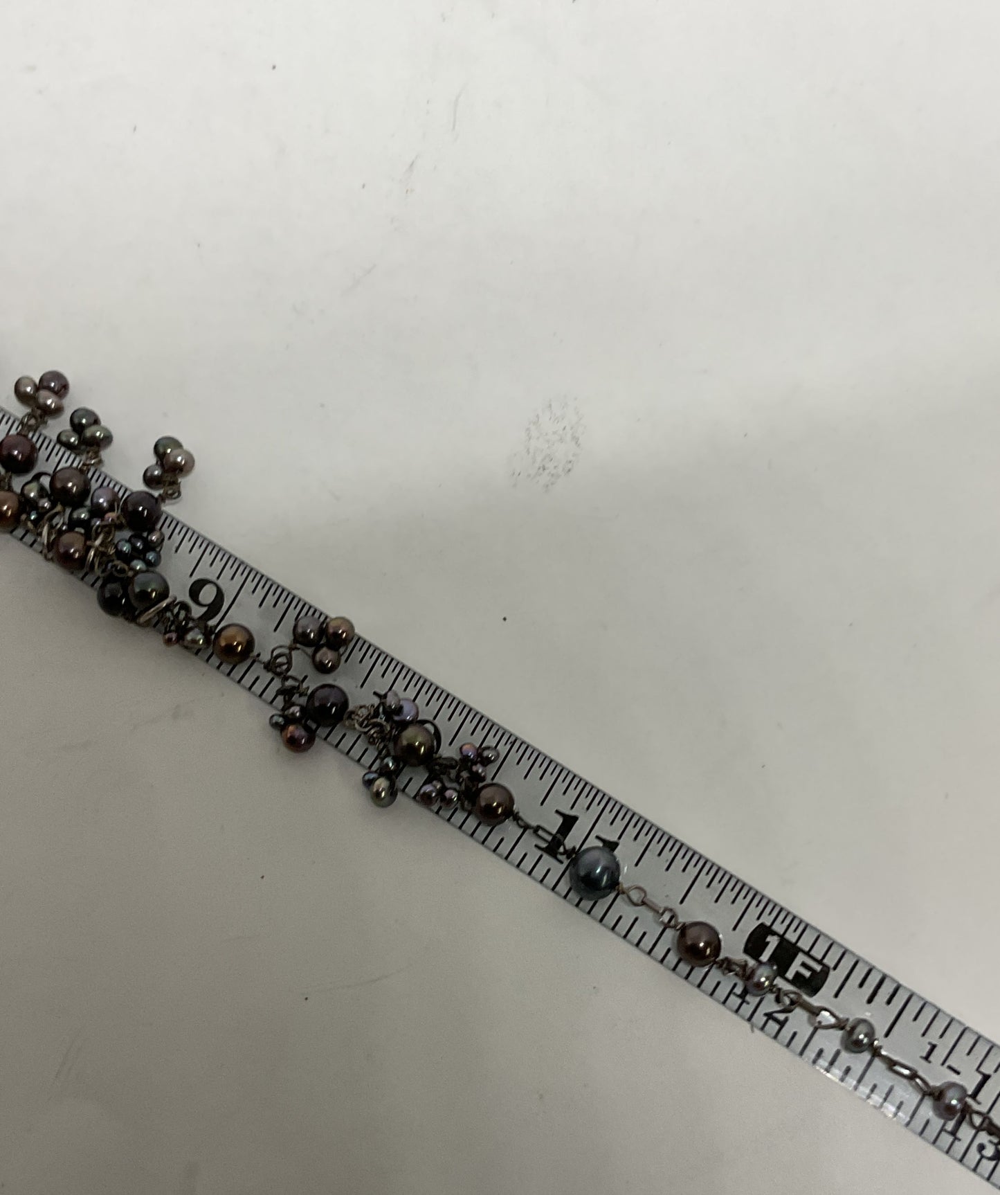 Sterling Silver Vintage Gray Pearls Beaded Necklace