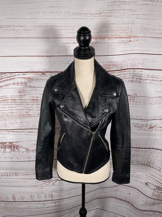 Women's Levi's MOTO Black Faux Leather Biker Jacket Size XS