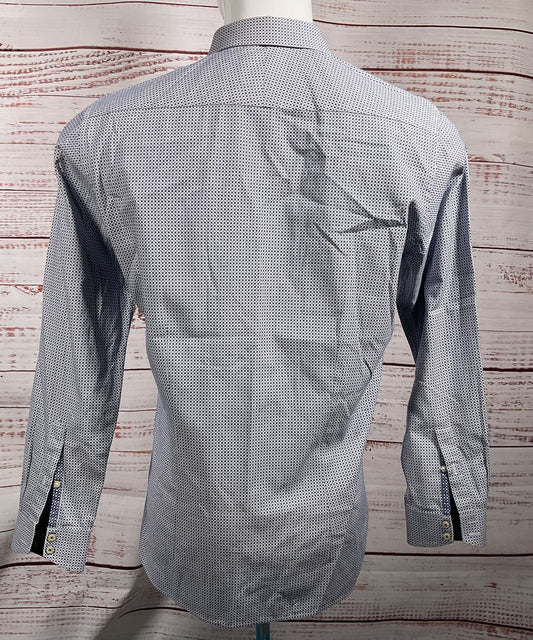 Ted Baker Endurance Patterned Long Sleeve Shirt Blue 16 34/35