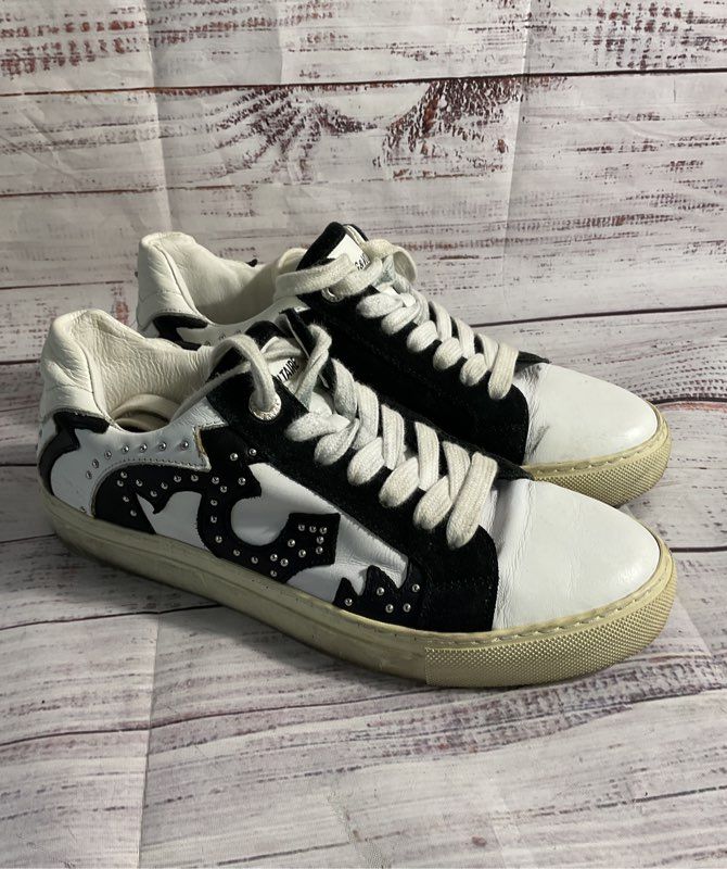 Zadig & Voltaire Nash Women's White Leather Studded Accent Sneaker Made in Italy