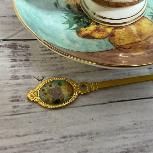 VAN GOGH Sunflowers Motif Cup, Saucer & Teaspoon Set- China