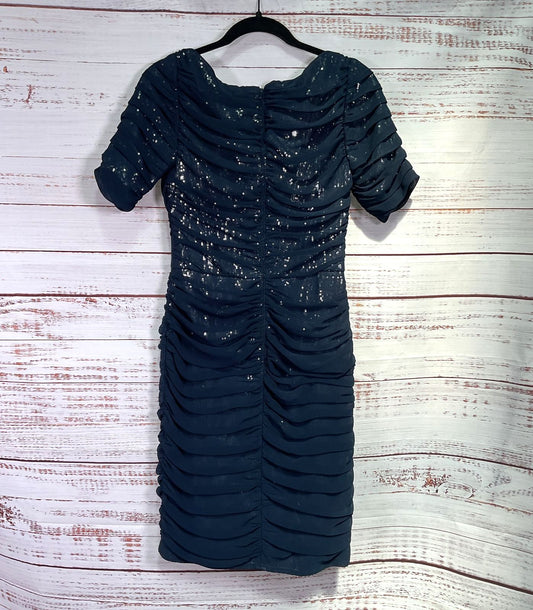 Tadashi Shoji Ruched Cowl Sequin Sheath Dress Navy 4