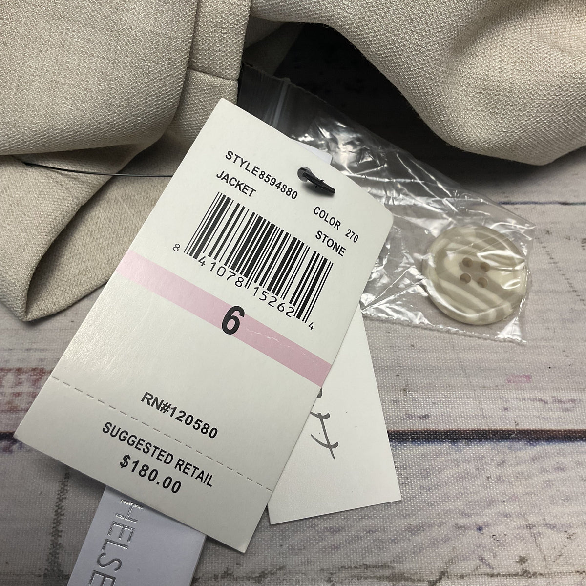 Amanda + Chelsea Stone Color Stretch 1 Button Blazer Jacket - Size 6 New