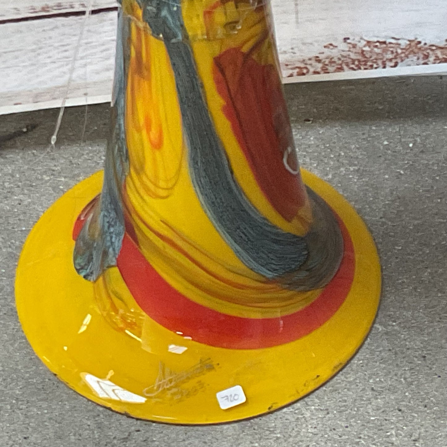 Signed 2003 ALIKSONDRA Large 32" Swirl Art Glass Vase