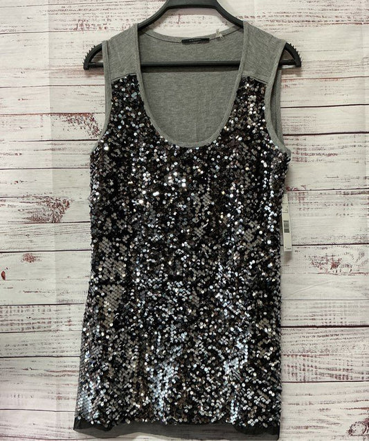 NWT Women's Elie Tahari Gray Sequined Tunic Top Size S Retail $148