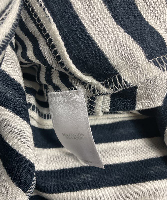 J. Jill Striped Boat Neck Long Sleeve Top Navy Cream XL