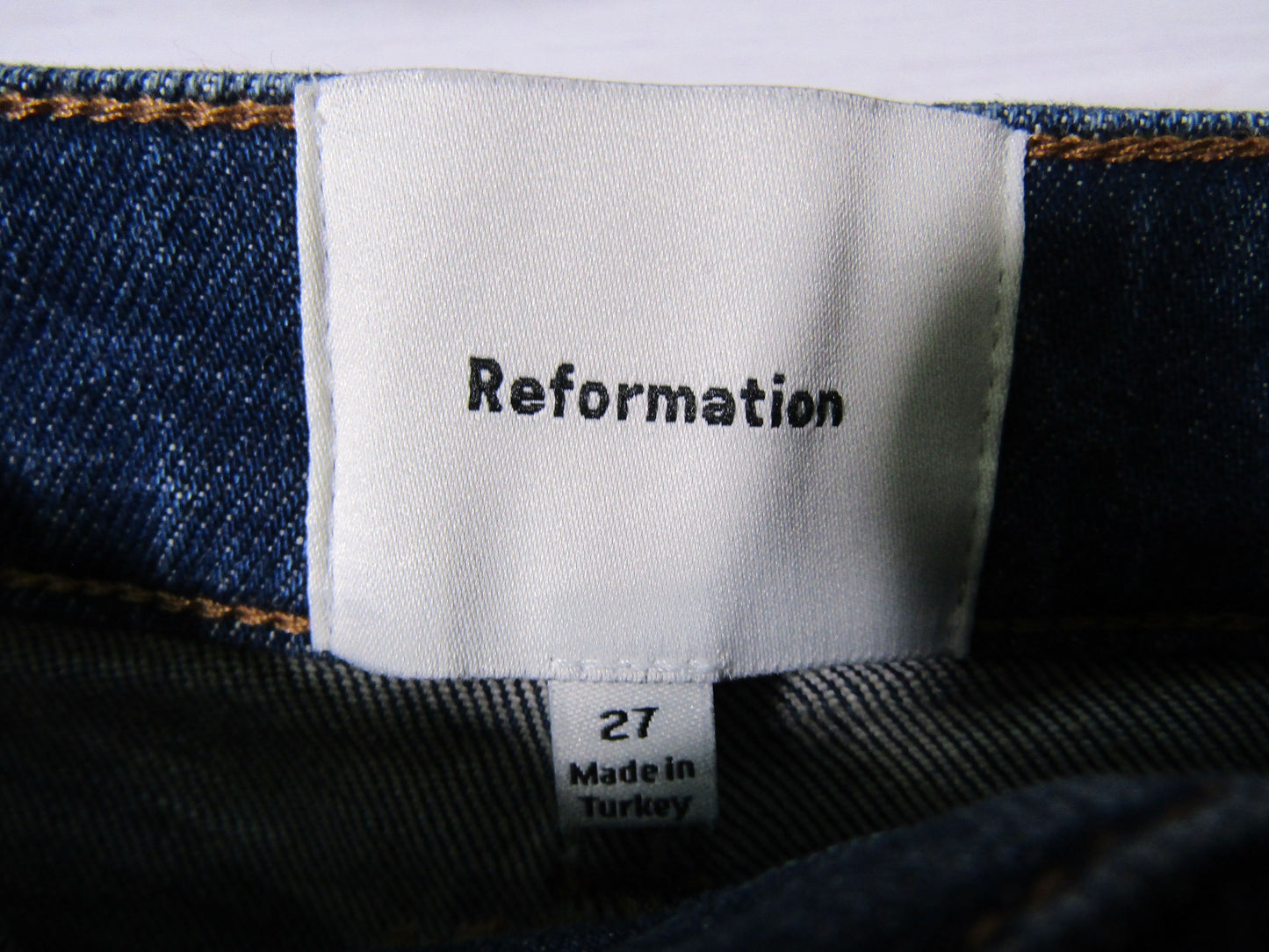 Reformation Women's Blue Denim Mid-Rise Wide Leg Jeans Size 27