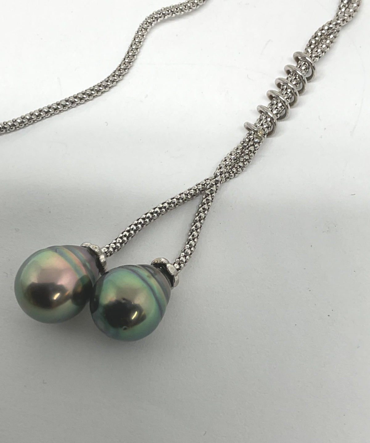 SAK Italy 14K White Gold Necklace with Two Cultured Pearls