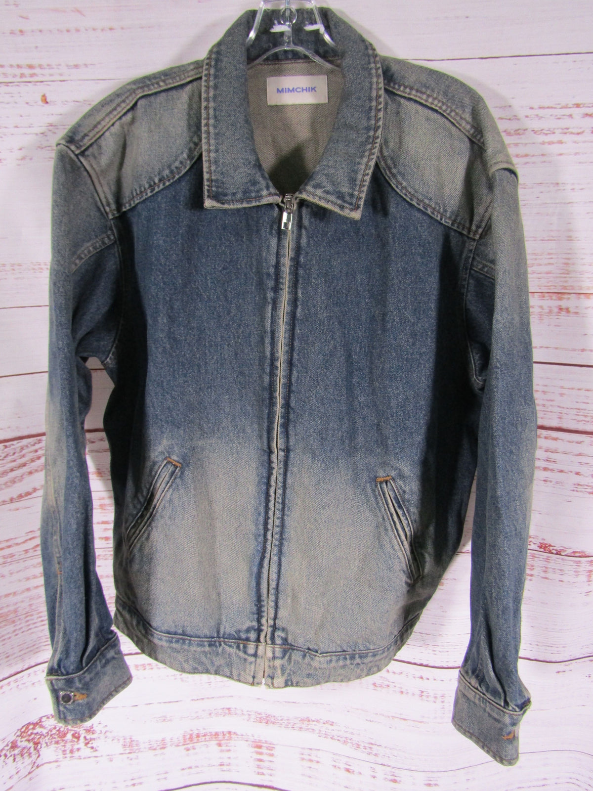 Mimchik Tall Boy Women's Blue Denim Full Zip Jacket Size S