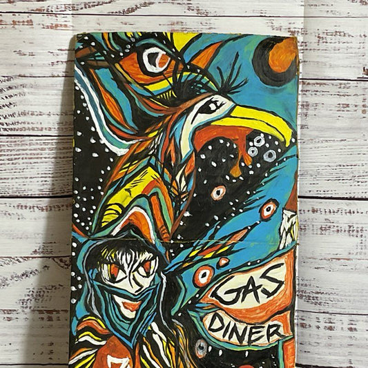 Signed Abstract Painting on Piece of Carboard- 23.75" x 7.5"