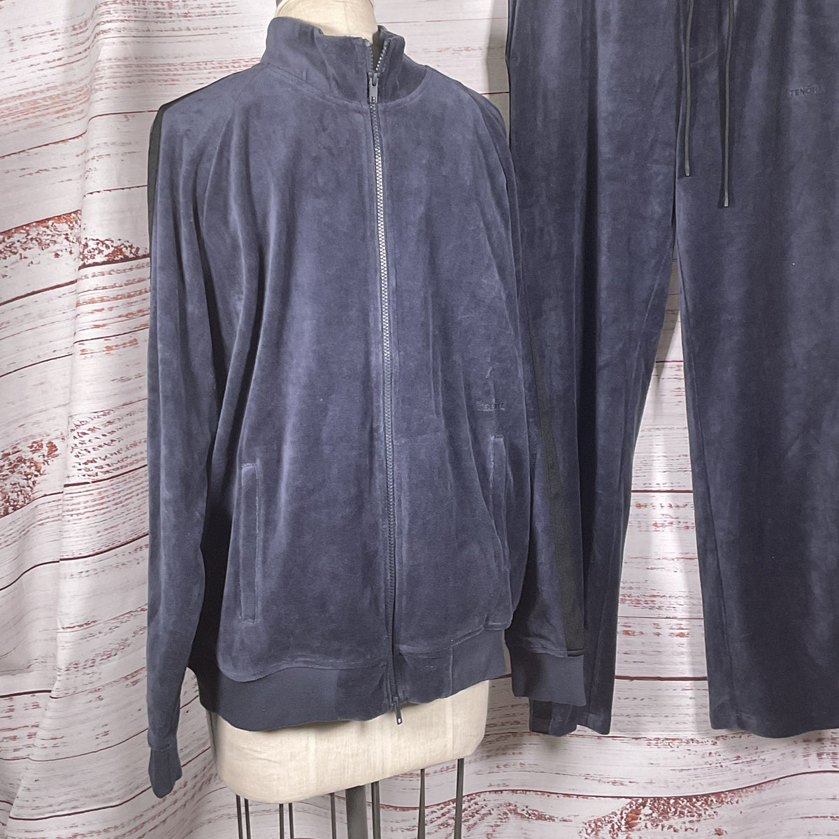 NWT TENORE Men's Navy Blue Velour Track Suit- SZ L
