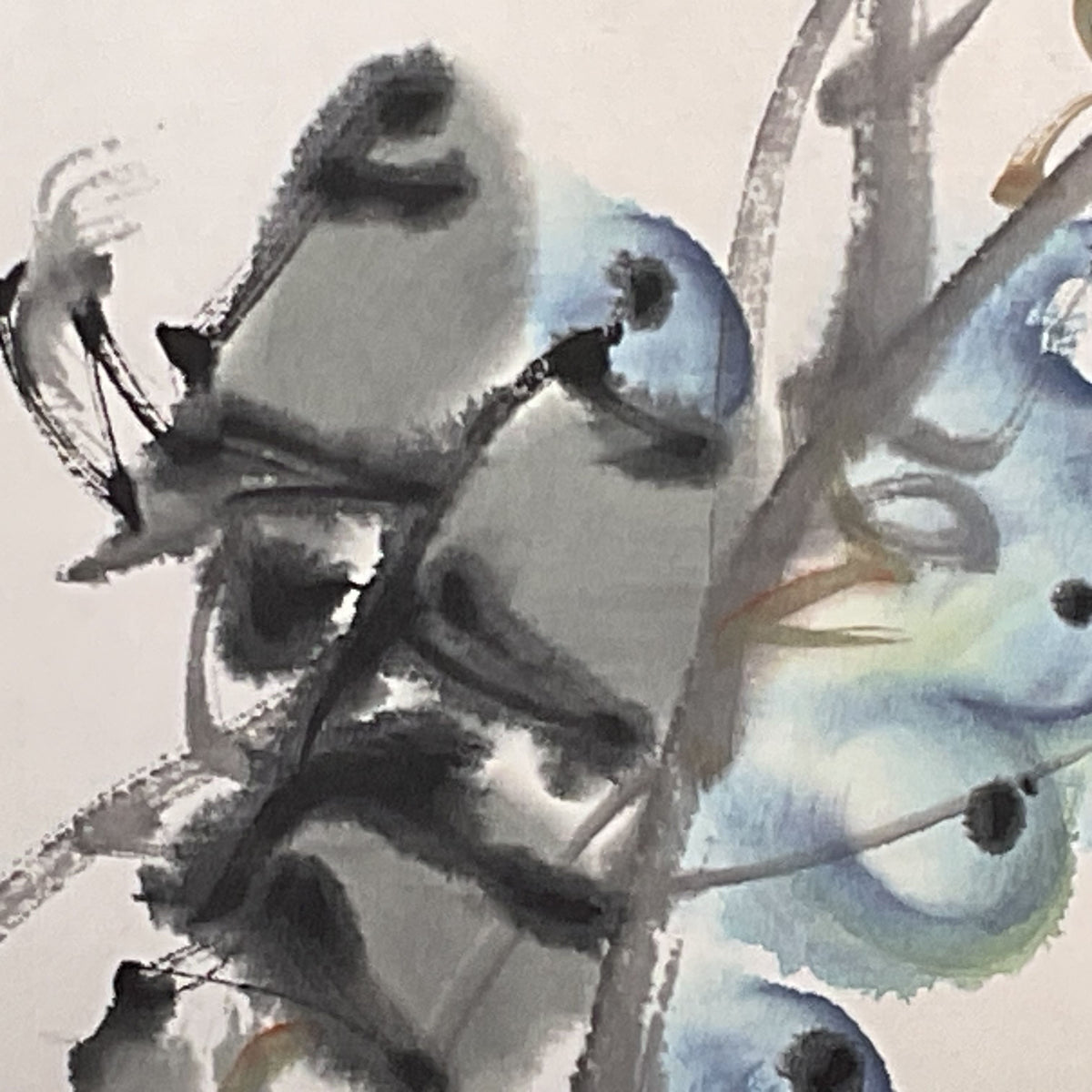 VTG./ANTIQUE Signed ZHANG DAQIAN??? Ink Watercolor Painting- 15" X 46"