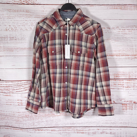 Outerknown Red White Blue Long Sleeve Snap Closure Blanket Flannel Shirt Size S
