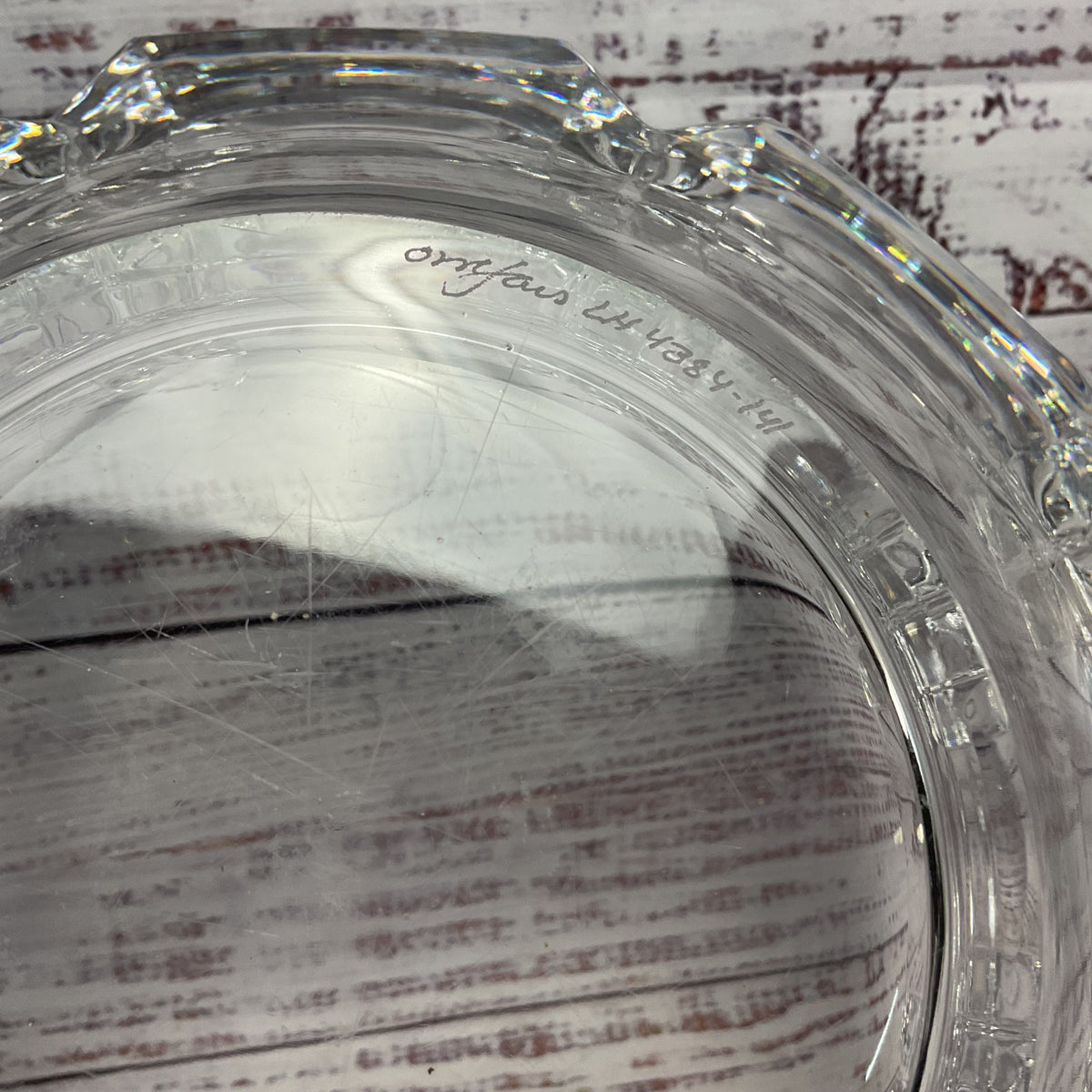 Orrefors Sweden Corona Clear Lead Crystal Glass Lars Hellsten Signed Bowl 9"x 5"