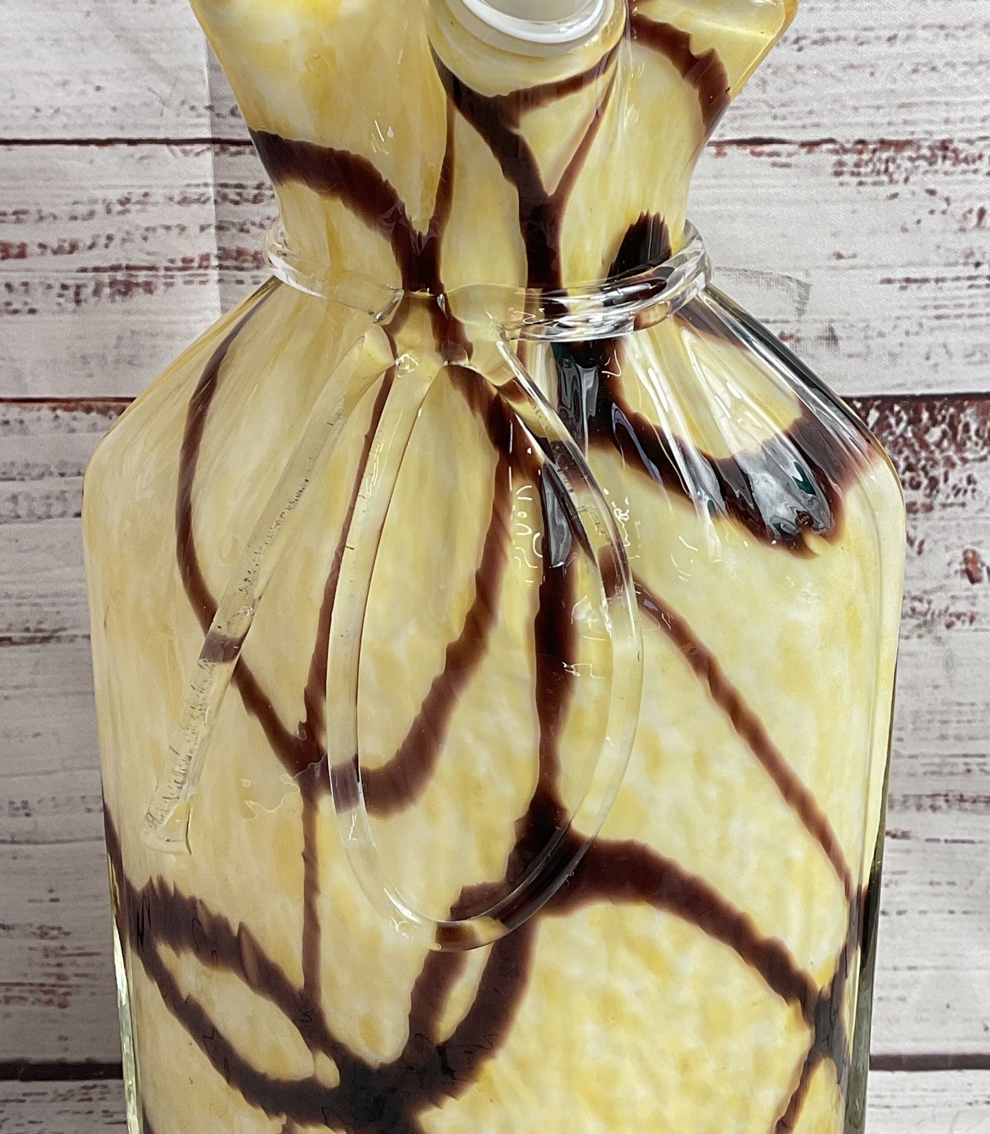 Vintage MCM Bow Tied Murano Glass 10" Vase Cream