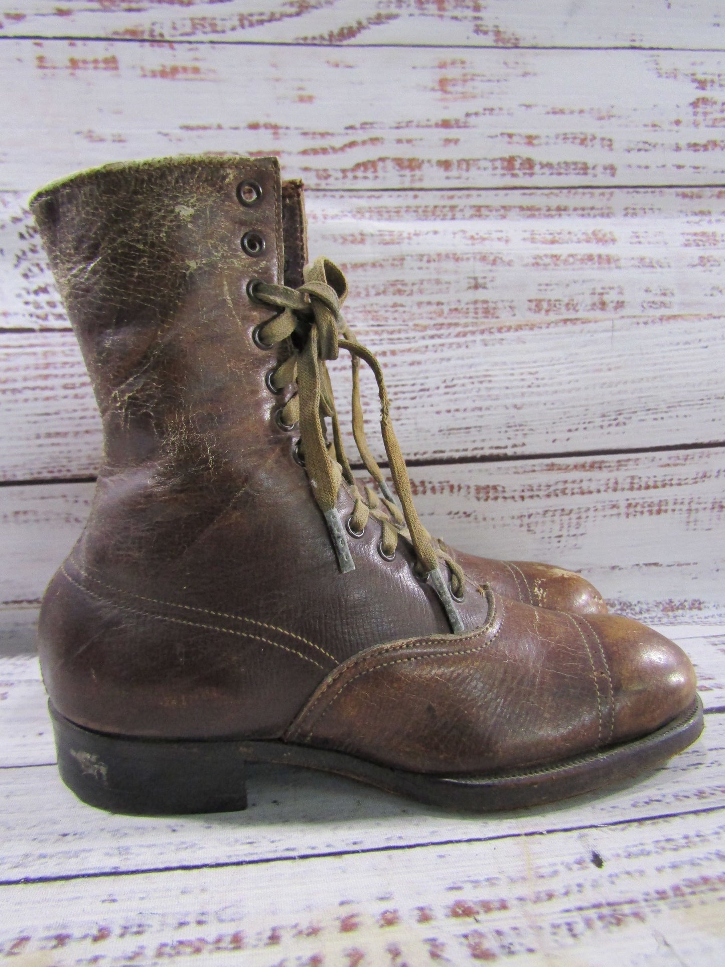 Antique Friedman Shelby Boys Brown Leather Boots UNKNOWN SIZE