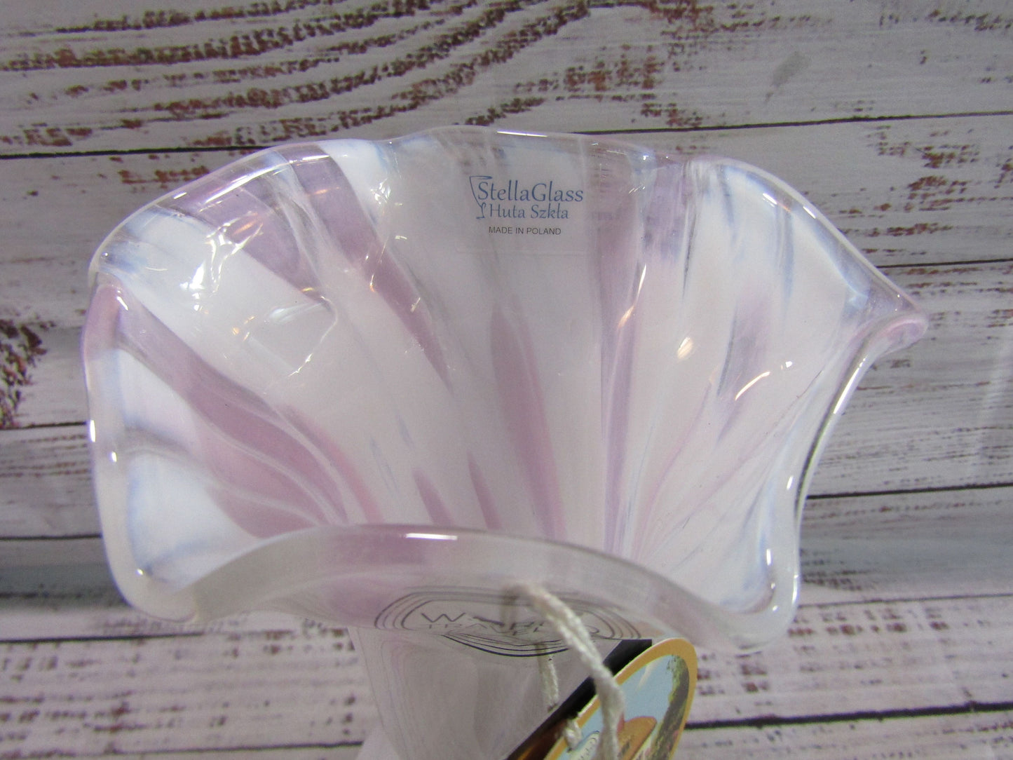 Stella Glass Handcrafted White & Pink Glass Vase Made in Poland