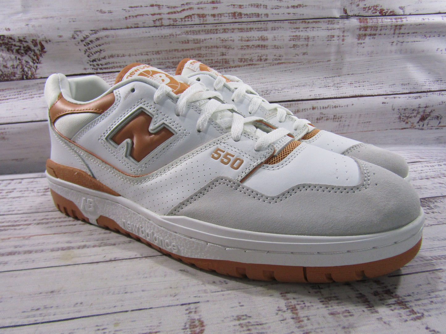New Balance 550 Men's Burnt Orange White Leather Sneakers Size 13 BB550LSC
