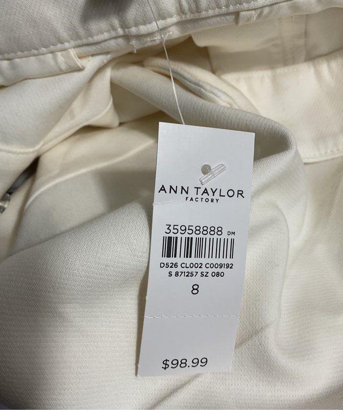 NWT Ann Taylor Factory Women's The Ankle Mid Rise Slim Leg Pants White Size 8-#2