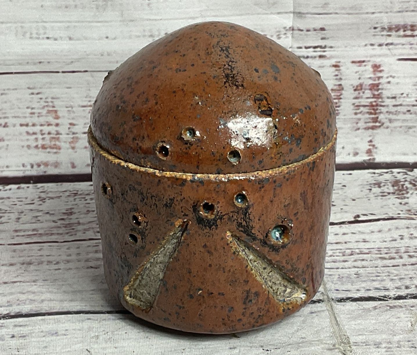 Handmade Ceramic Glazed 4" Trinket Box Brown