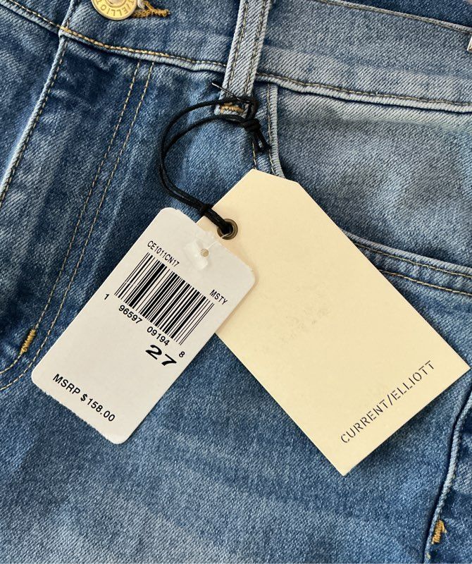 NWT The Boulevard Mid Rise Crop Boot Current Elliot Jeans Size 27 Retail $158