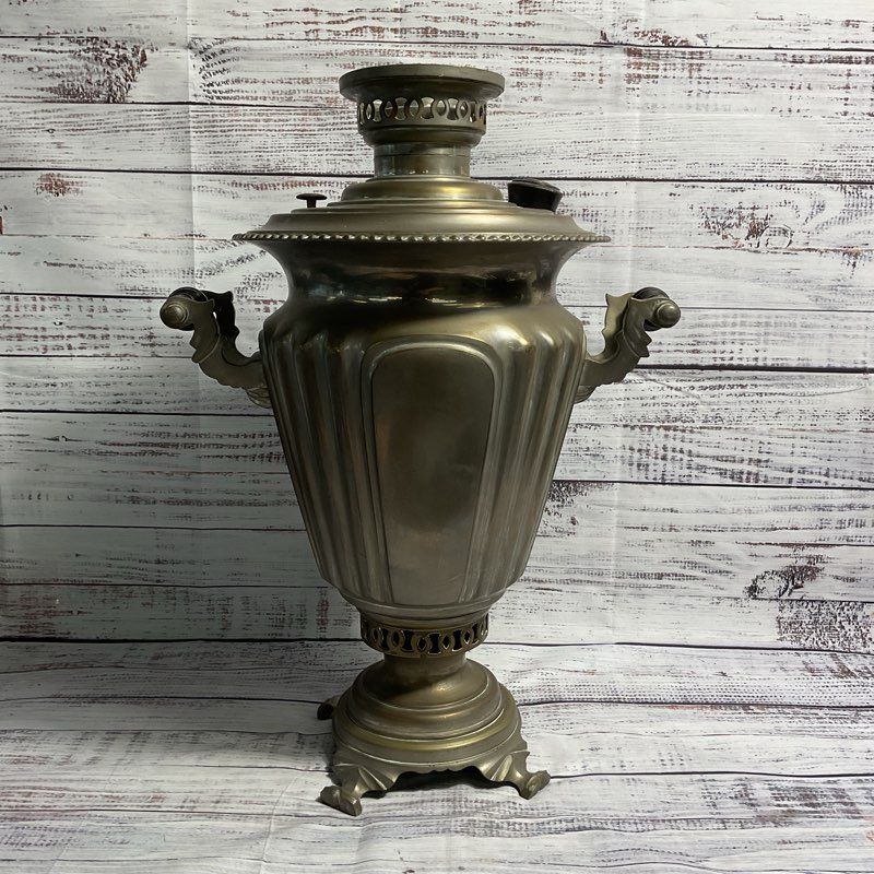 Antique Russian Brass Samovar Tea Urn By M.A. Zubov