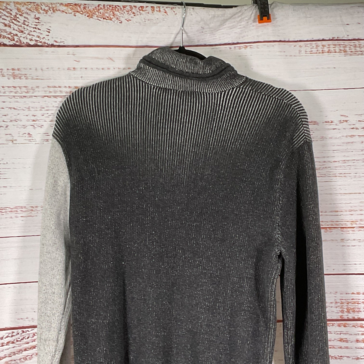 ARMANI EXCHANGE A/X Men's Gray Black Knit Cable Zip Up Cardigan Sweater- SZ L