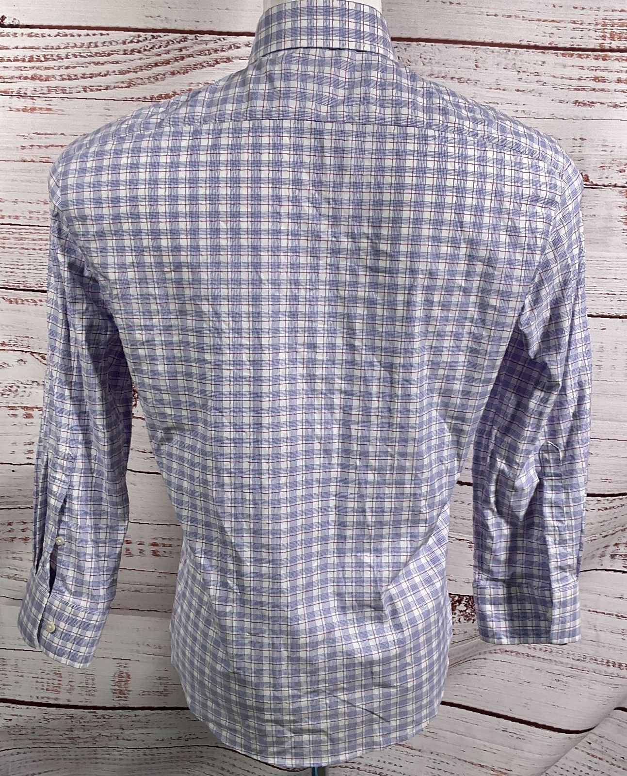Liberty Shirt Co Plaid Checkered 3/4 Sleeve Shirt Blue Multicolor